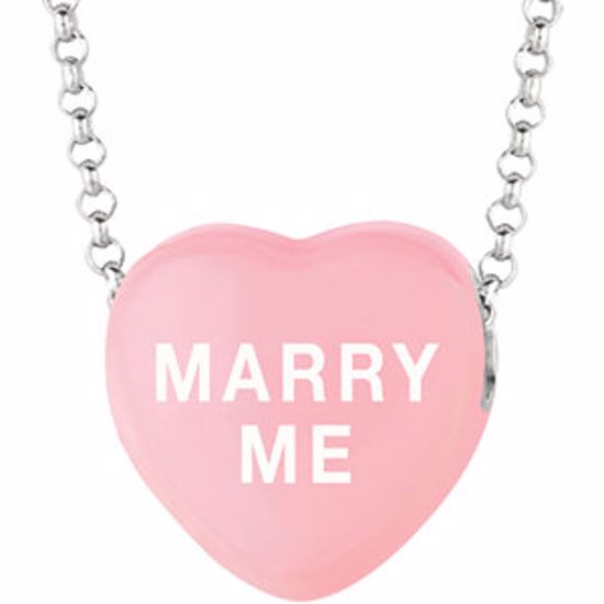 85503:133:P Sweethearts® Light Pink Enamel "Marry Me" Heart on 16" Necklace with Gift Box