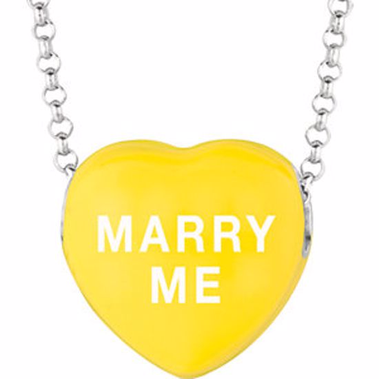 85503:135:P Sweethearts® Yellow Enamel "Marry Me" Heart on 16" Necklace with Gift Box