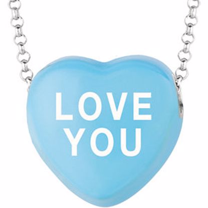 85503:250:P Sweethearts® Blue Enamel "Love You" Heart on 16" Necklace with Gift Box