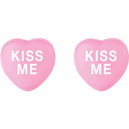 85510:103:P Dark Pink Enamel "Kiss Me" Heart Shaped Earrings