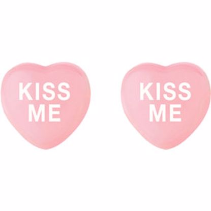 85510:104:P Light Pink Enamel "Kiss Me" Heart Shaped Earrings