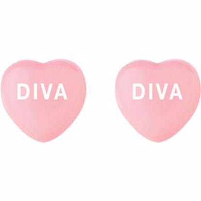 85510:125:P Light Pink Enamel "Diva" Heart Shaped Earrings