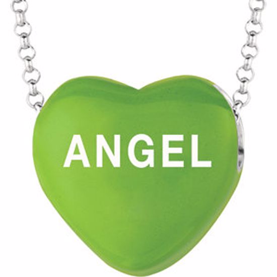 85503:265:P Sweethearts® Green Enamel "Angel" 16" Necklace with Gift Box