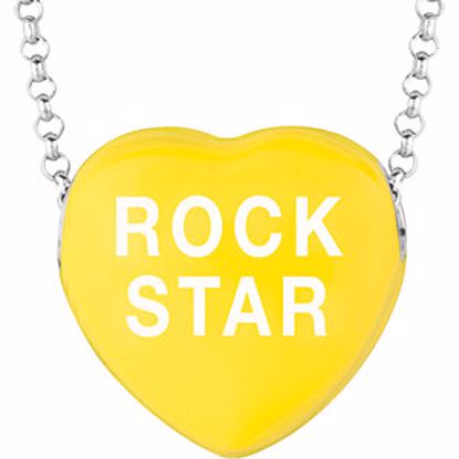 85503:269:P Sweethearts® Yellow Enamel "Rock Star" Heart on 16" Necklace with Gift Box