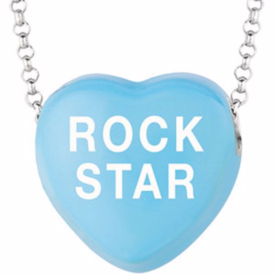 85503:271:P Sweethearts® Blue Enamel "Rock Star" Heart on 16" Necklace with Gift Box