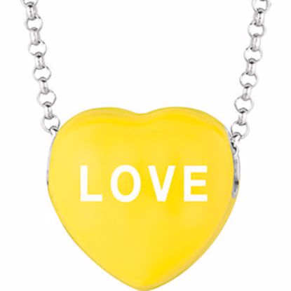 85503:282:P Sweethearts® 13x14mm Yellow "Love" Heart on 16" Necklace