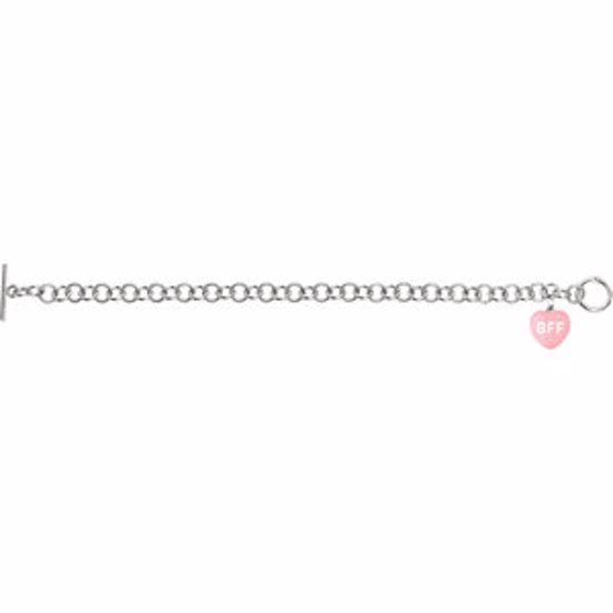 85511:139:P Light Pink Enamel "BFF" Heart Charm on 7.5" Bracelet