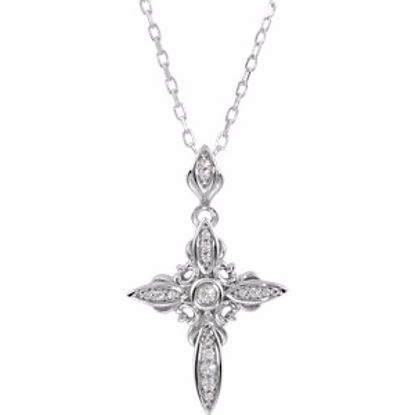 69936:200:P Sterling Silver Cubic Zirconia Cross 18" Necklace