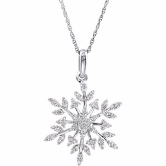 69935:300:P Sterling Silver Cubic Zirconia Snowflake 18" Necklace