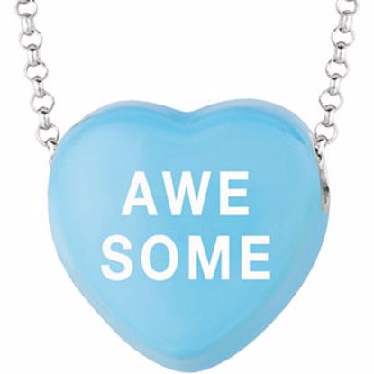 85503:283:P Sweethearts® Blue Enamel "Awesome" Heart on 16" Necklace with Gift Box