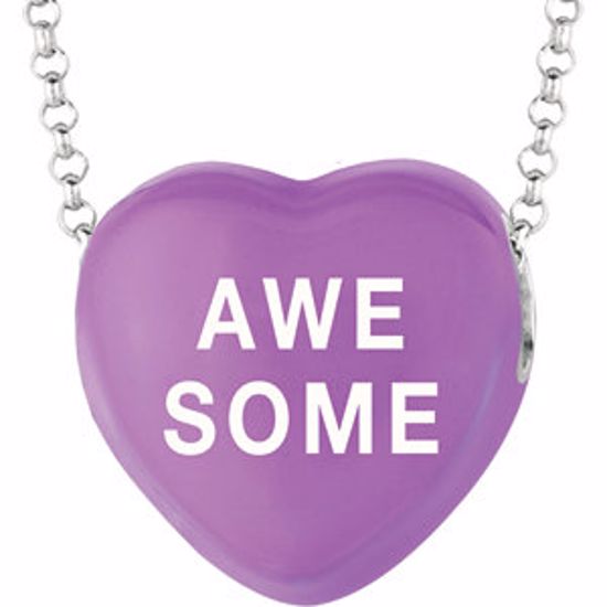 85503:288:P Sweethearts® Purple Enamel "Awesome" Heart on 16" Necklace with Gift Box