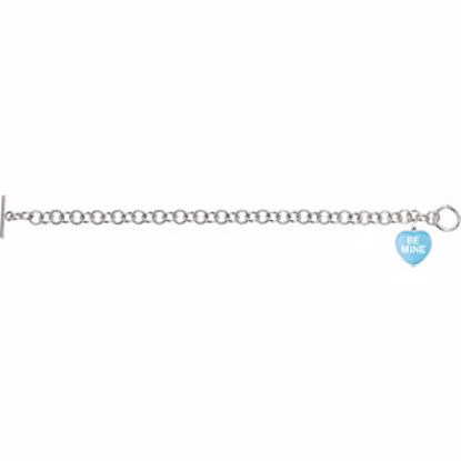 85511:173:P Blue Enamel "Be Mine" Heart Charm on 7.5" Bracelet