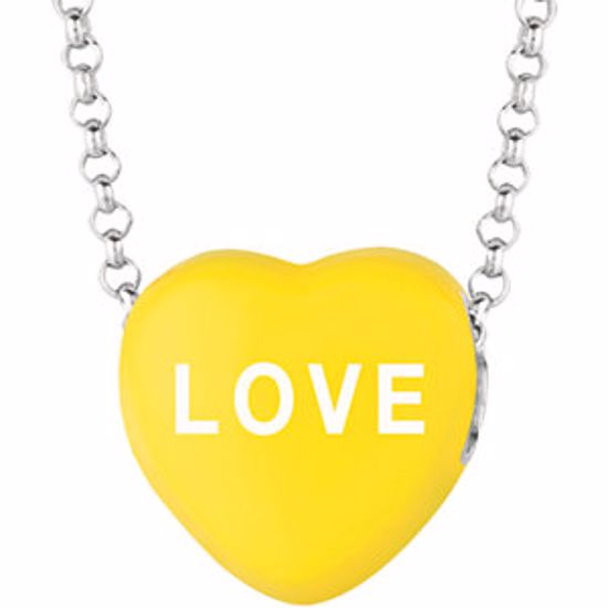 85503:296:P Sweethearts® 11.3x12.2mm Yellow "Love" Heart on 16" Necklace