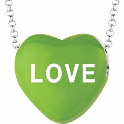 85503:307:P Sweethearts® Green Enamel "Love" Heart on 16" Necklace with Gift Box