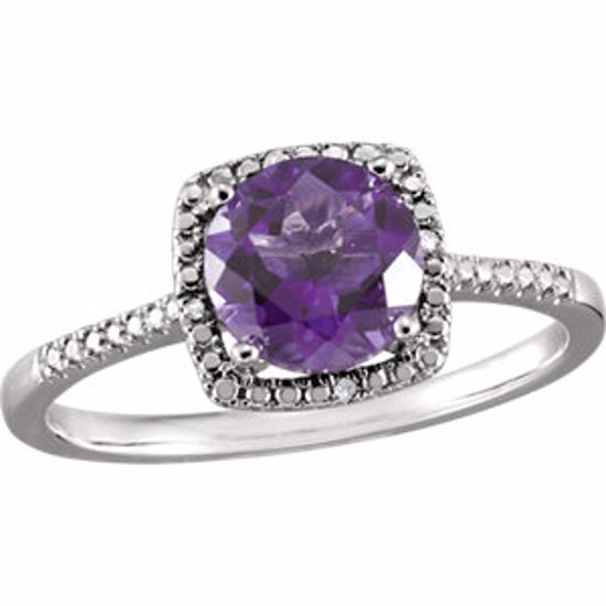 69940:211:P Sterling Silver Amethyst & .01 CTW Diamond Ring