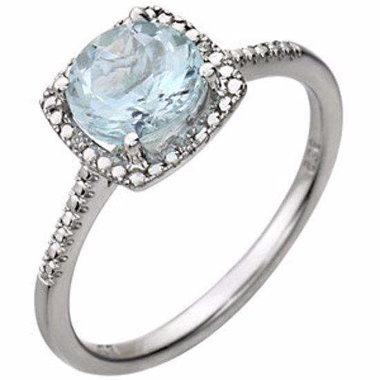 69940:214:P Sterling Silver Aquamarine & .01 CTW Diamond Ring