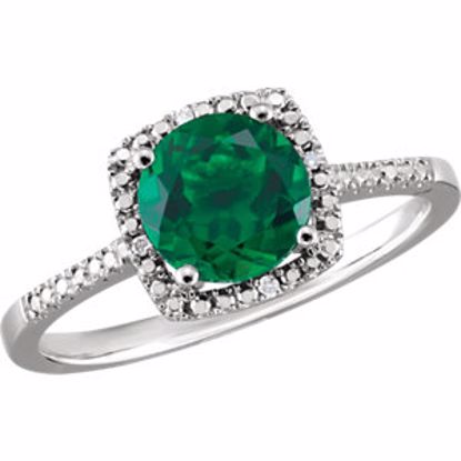 69940:220:P Sterling Silver Created Emerald & .01 CTW Diamond Ring