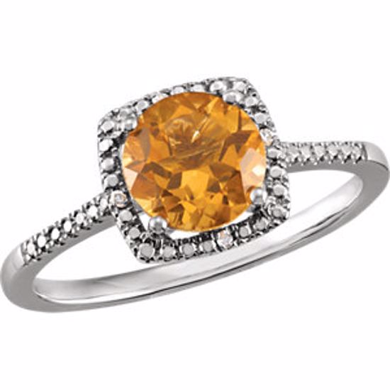 69940:224:P Sterling Silver Citrine & .01 CTW Diamond Ring