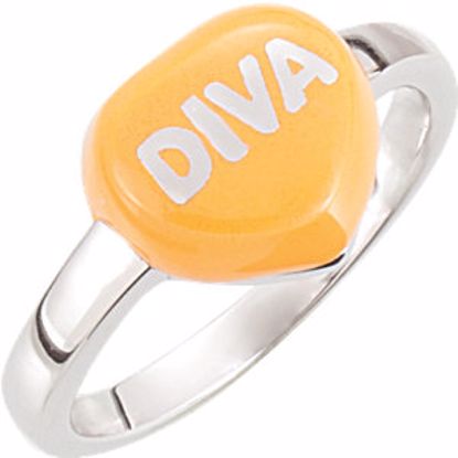 85534:101:P Orange Enamel "Diva" Heart Shaped Ring