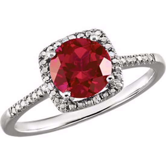 69940:228:P Sterling Silver Created Ruby & .01 CTW Diamond Ring