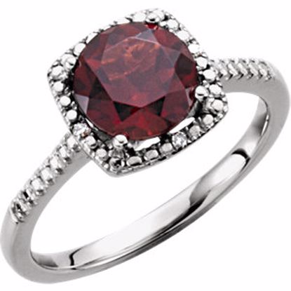 69940:241:P Sterling Silver Mozambique Garnet & .01 CTW Diamond Ring