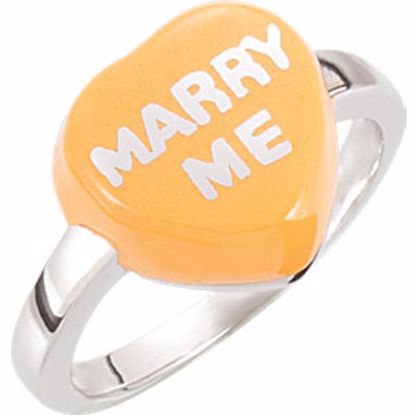 85534:136:P Orange Enamel "Marry Me" Heart Shaped Ring