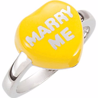 85534:141:P Yellow Enamel "Marry Me" Heart Shaped Ring
