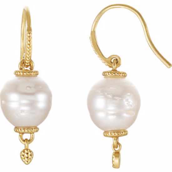 85521:100:P 14kt Yellow South Sea Cultured Pearl Earrings