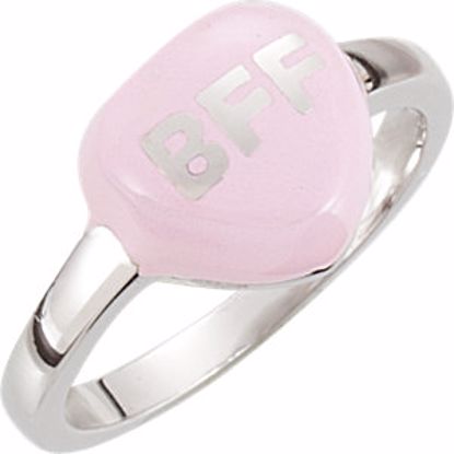 85534:118:P Light Pink Enamel "BFF" Heart Shaped Ring