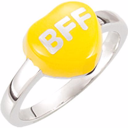 85534:120:P Yellow Enamel "BFF" Heart Shaped Ring