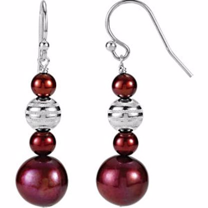 69975:101:P Sterling Silver Freshwater Cultured Dyed Pearl Dangle Earrings