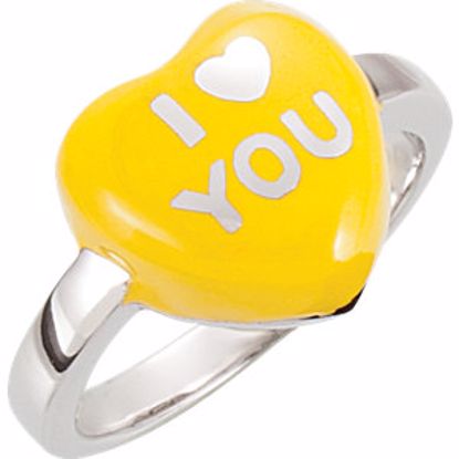 85534:155:P Yellow Enamel "I Heart You" Heart Shaped Ring