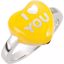85534:155:P Yellow Enamel "I Heart You" Heart Shaped Ring