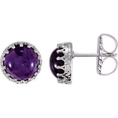 28503:60004:P Sterling Silver 8mm Round Amethyst Earrings 