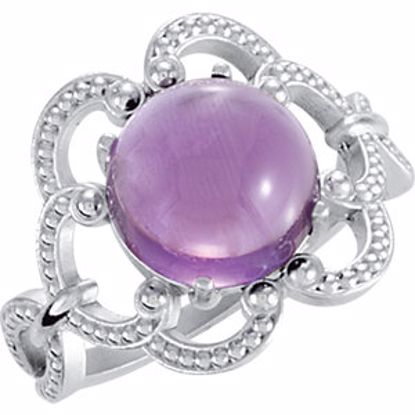 71567:60000:P 14kt White 10mm Granulated Design Amethyst Ring