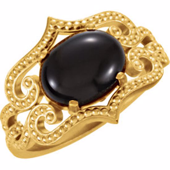 71562:60001:P 14kt Yellow Onyx Granulated Design Ring