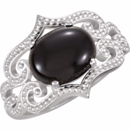 71562:60002:P Sterling Silver Onyx Granulated Design Ring