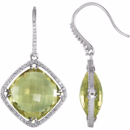 85491:60001:P Sterling Silver Lemon Quartz & 5/8 CTW Diamond Halo-Styled Earrings