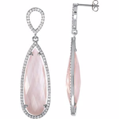 85481:60002:P Sterling Silver Rose Quartz & 3/4 CTW Diamond Earrings