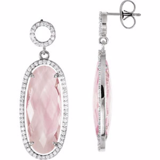 85489:60002:P Sterling Silver Rose De France Quartz & 7/8 CTW Diamond Earrings