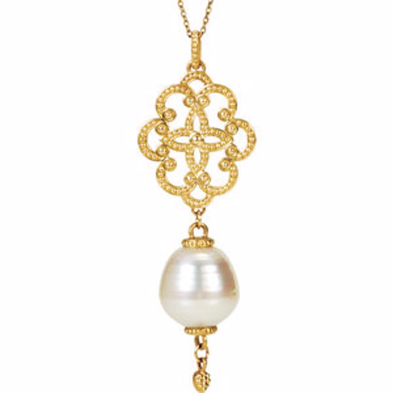 NCK226:100:P 14kt Yellow South Sea Cultured & Freshwater Cultured Pearl Necklace