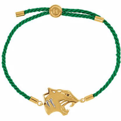 650001:611:P 18kt Yellow Vermeil Panther Green Satin 8" Bracelet for Courage