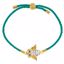 650001:617:P 18kt Yellow Vermeil Owl Teal Satin 8" Bracelet for Wisdom