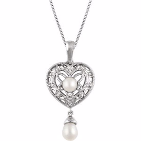 650010:601:P Sterling Silver Freshwater Cultured Pearl & .02 CTW Diamond 18" Necklace