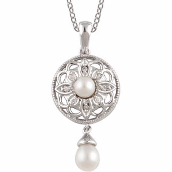 650013:600:P Sterling Silver Freshwater Cultured Pearl & .04 CTW Diamond 18" Necklace