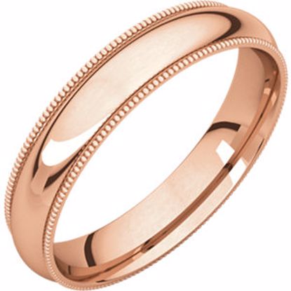 MGR11.5:638:P 14kt Rose 4mm Milgrain Comfort Fit Band