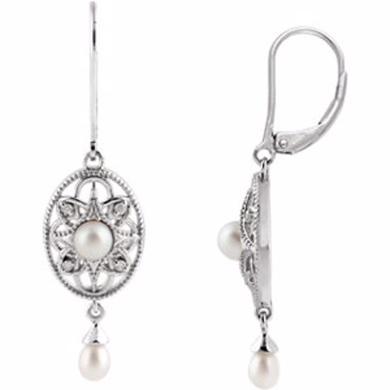 650032:101:P Sterling Silver Freshwater Cultured Pearl & .05 CTW Diamond Earrings