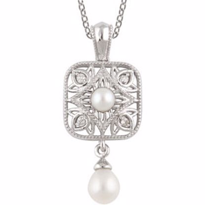 650030:101:P Sterling Silver Freshwater Cultured Pearl & .04 CTW Diamond 18" Necklace