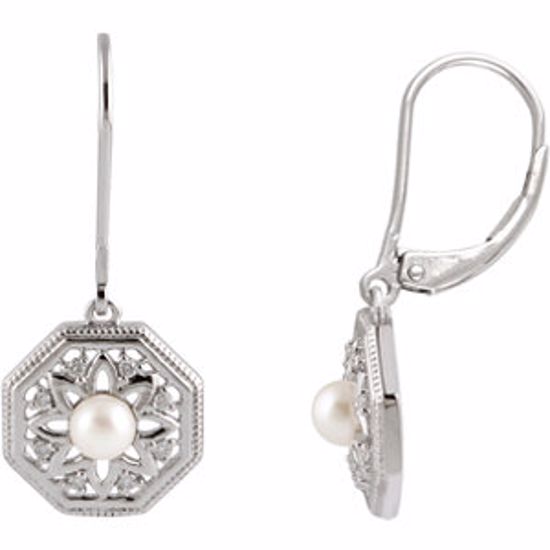 650036:101:P Sterling Silver Freshwater Cultured Pearl & 9/10 CTW Diamond Earrings