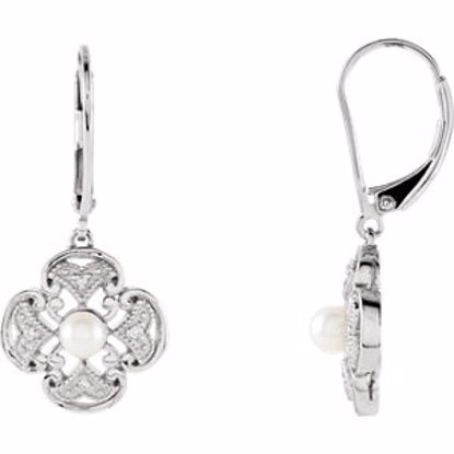 650038:101:P Sterling Silver Freshwater Cultured Pearl & .04 CTW Diamond Earrings